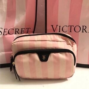 Victoria's Secret Pink Stripe Cosmetic Make Up Bag NWT